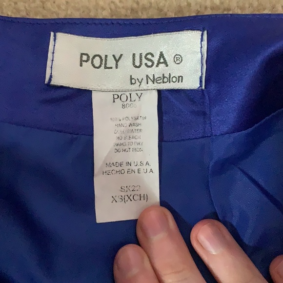 Blue silky formal skirt - Picture 2 of 3